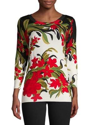 Joseph A Floral-print Long-sleeve Sweater