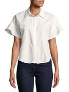 Design Lab Lord & Taylor Dolman Flutter Button-down Shirt