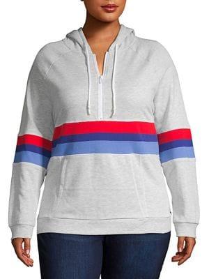 Marc New York Performance Plus Striped Raglan-sleeve Hoodie