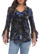 Karen Kane Ruffle-sleeve Burnout Top