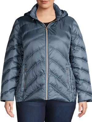 Michael Kors Plus Zip-front Puffer Coat