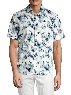 Black Brown Floral Button Front Shirt