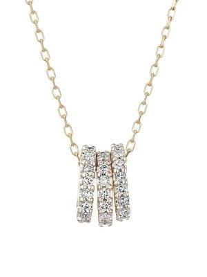 Adina Reyter 14k Yellow Gold And Diamond Tiny 3 Pave Beads Necklace