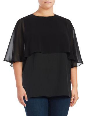 Calvin Klein Plus Ruffle Overlay Top