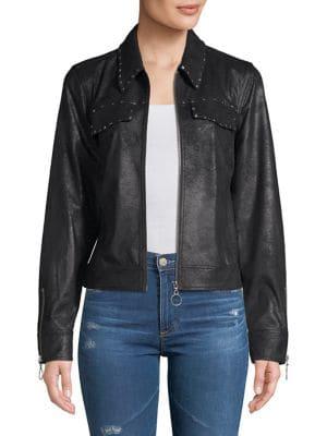 Highline Collective Studded Faux Suede Cropped Jacket