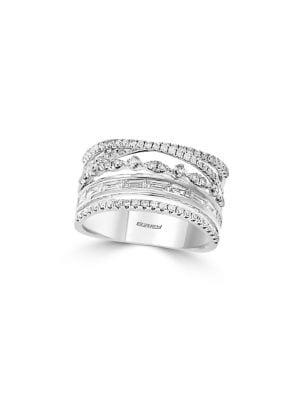 Effy 14k White Gold & Diamond Multi-row Ring
