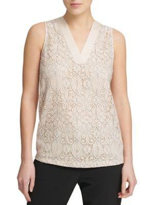 Donna Karan Lace-overlay Blouse