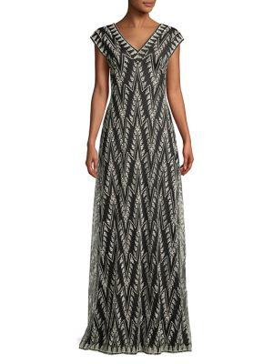 Tadashi Shoji Floral-embroidered Lace Gown