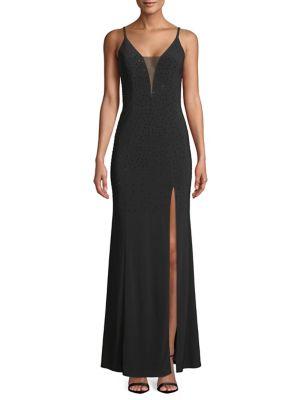 Betsy & Adam Embellished Mesh Gown