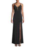 Betsy & Adam Embellished Mesh Gown