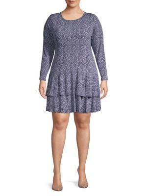 Michael Kors Plus Floral Tiered Fit-&-flare Dress