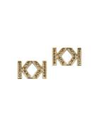 Karl Lagerfeld Paris Double K Swarovski Crystal Stud Earrings
