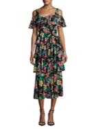 Laundry By Shelli Segal Floral Tiered Ruffled Midi Dress