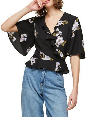 Miss Selfridge Floral Angel Wrap Top