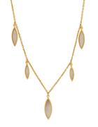 Lord & Taylor Mother Of Pearl And 14k Yellow Gold Teardrop Dangle Necklace