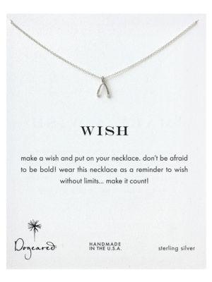 Dogeared Wish Sterling Silver Wishbone Pendant Necklace