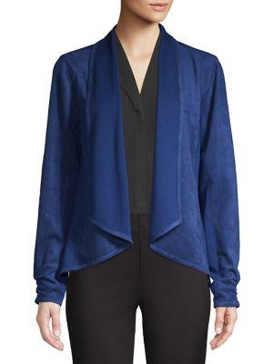 H Halston Faux-suede Open Front Jacket