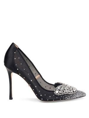 Badgley Mischka Quintana Embellished Satin Stiletto Pumps