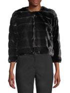 Calvin Klein Quilted Faux-fur Hook-&-eye Sweater