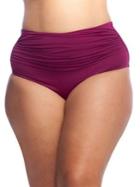 Lauren Ralph Lauren Plus Beach Club Solid Shirred High-waist Swim Bottom