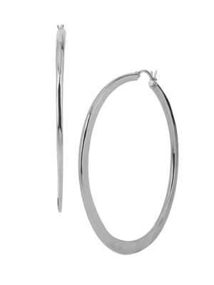 Robert Lee Morris Silvertone Medium Hammered Hoop Earrings