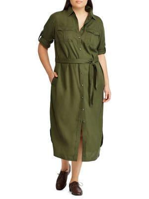 Lauren Ralph Lauren Plus Twill Utility Shirt Dress