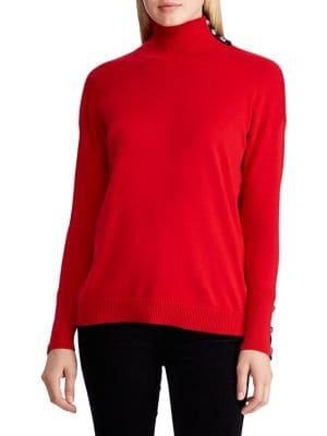 Lauren Ralph Lauren Contrast-tab Turtleneck Cotton-blend Sweater