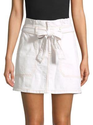 Free People Belted Denim Mini Skirt