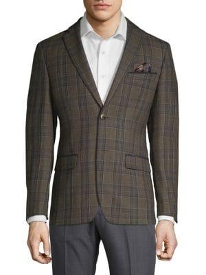 Tallia Orange Slim-fit Wool Plaid Sportcoat