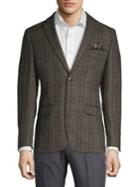 Tallia Orange Slim-fit Wool Plaid Sportcoat