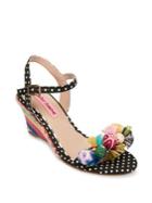 Betsey Johnson Pink Koko Polka Dot Wedge Sandals