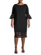 Calvin Klein Plus Striped Illusion Bell Sleeve Dress