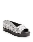 French Connection Marble-effect Leather Platform Sandals