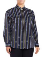 Michael Michael Kors Plus Printed Zip-up Shirt