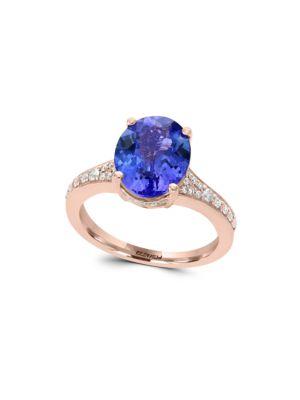 Effy Final Call Diamonds, Tanzanite And 14k Rose Gold Ring