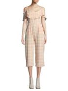 Bb Dakota Gingham Cold-shoulder Jumpsuit