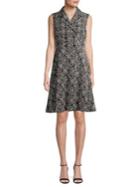 Donna Karan Sleeveless Collared Tweed Dress