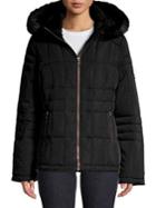 Calvin Klein Petite Faux Fur-hooded Quilted Jacket