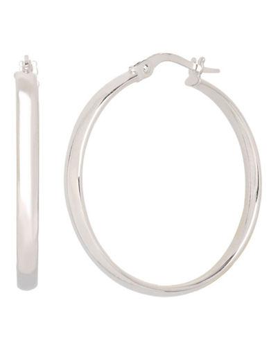 Lord & Taylor 14k White Gold Round Polished Hoop Earrings