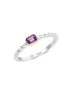 Effy Sterling Silver, 18k Yellow Gold And Amethyst Twist Ring