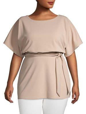Quiz Curve Plus Roundneck Self-tie Top
