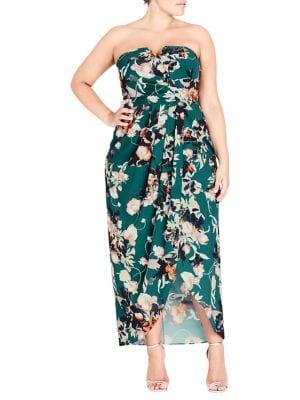 City Chic Plus Emerald Bloom Dress