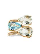 Marco Moore 14k Yellow Gold, 0.18 Tcw Diamond And Green Garnet Ring