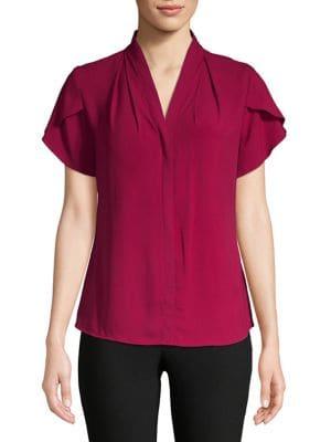 Calvin Klein V-neck Flutter-sleeve Top