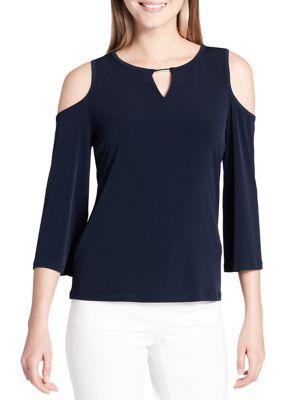 Calvin Klein Long Sleeve Cold-shoulder Top