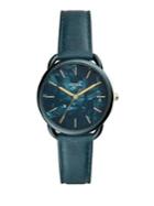 Fossil Tailor Three-hand Teal Green Leather Watch