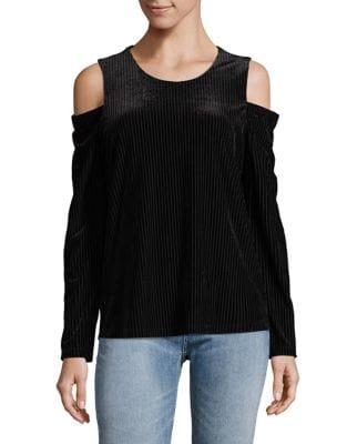 Calvin Klein Sheer Stripe Cold-shoulder Top