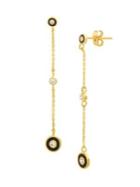 Lord & Taylor Goldplated Cubic Zirconia & Emel Bezel Dangle Earrings