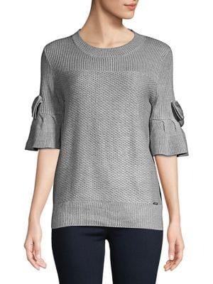 Ivanka Trump Flounce Bell-sleeve Bow Top