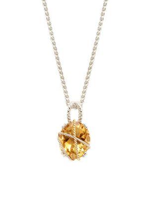 Effy 925 Sterling Silver, 18k Yellow Gold & Citrine Pendant Necklace
